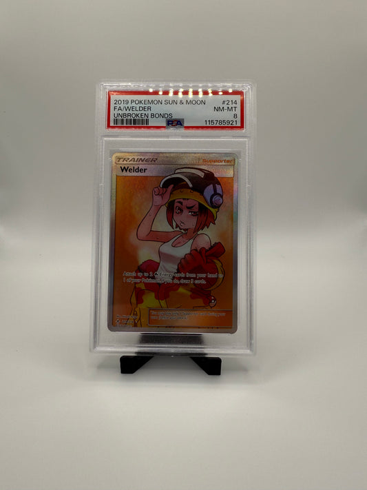 PSA 8 Pokemon Sun & Moon FA Welder #214/214