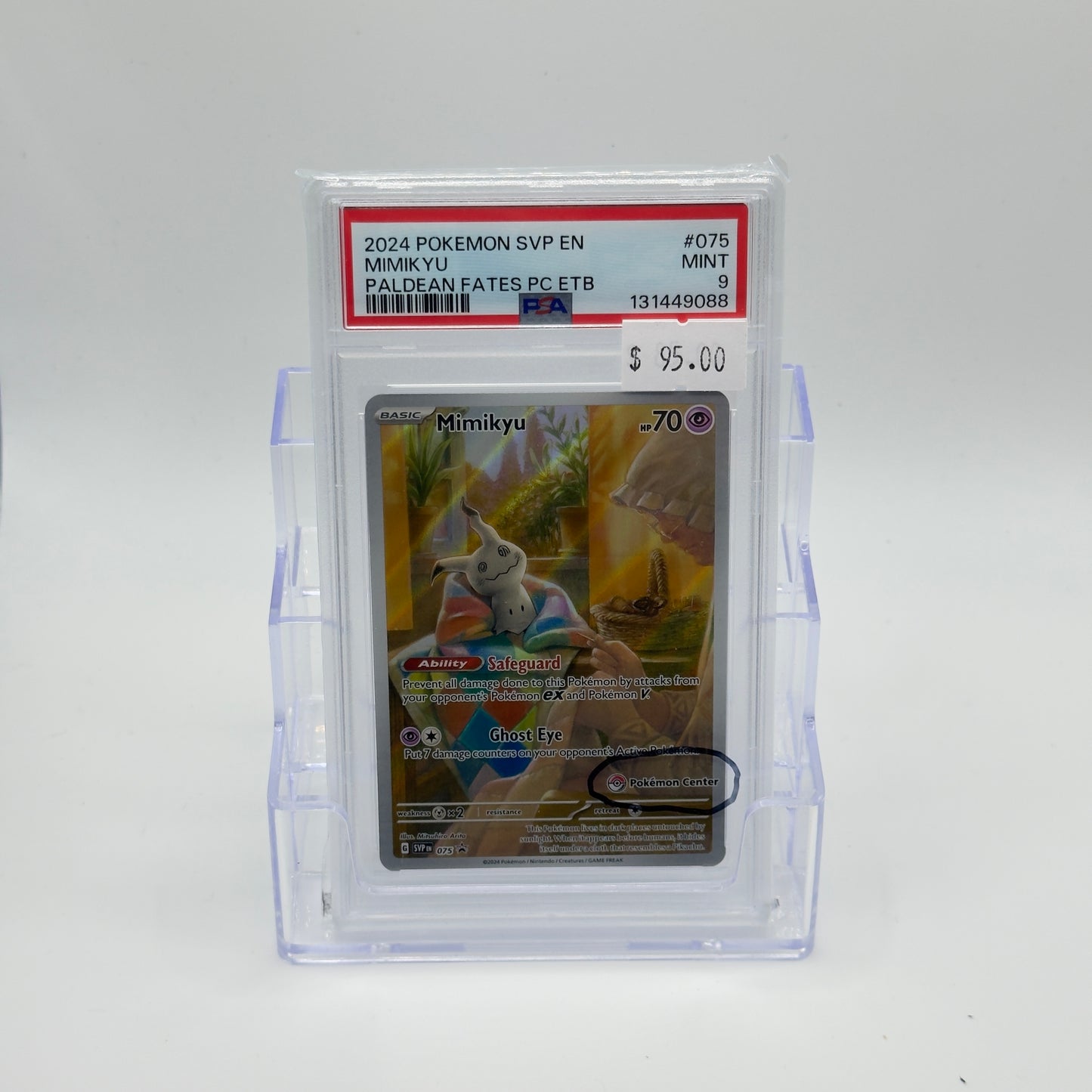 Mimikyu Paldean Fates Pokemon Center Stamp (PSA 9)