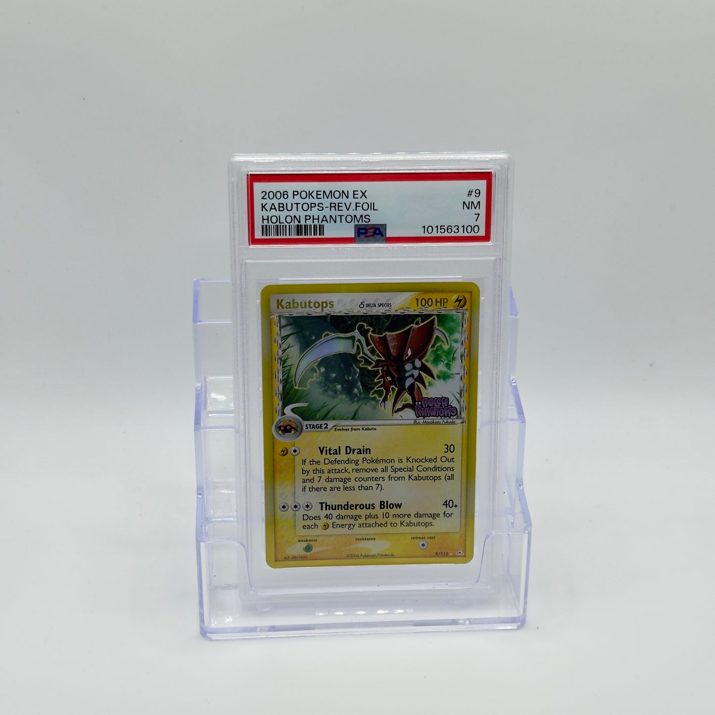 2006 Pokemon EX Holon Phantoms Kabutops #9 Reverse Foil (PSA 7)