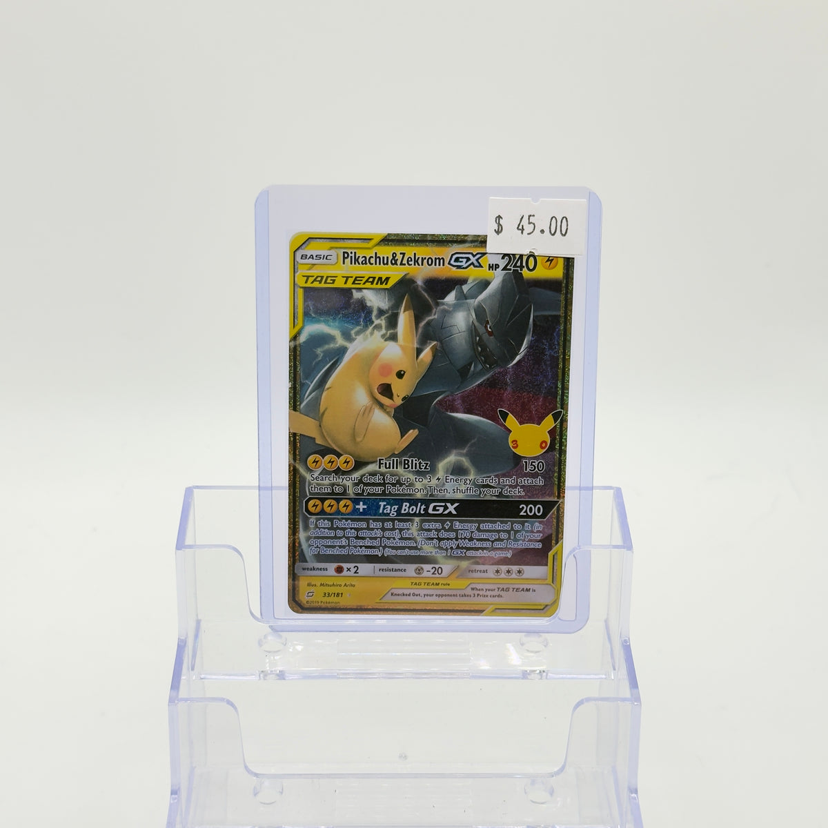 Pikachu & Zekrom GX — Tag Team Holo #33/181 - NM